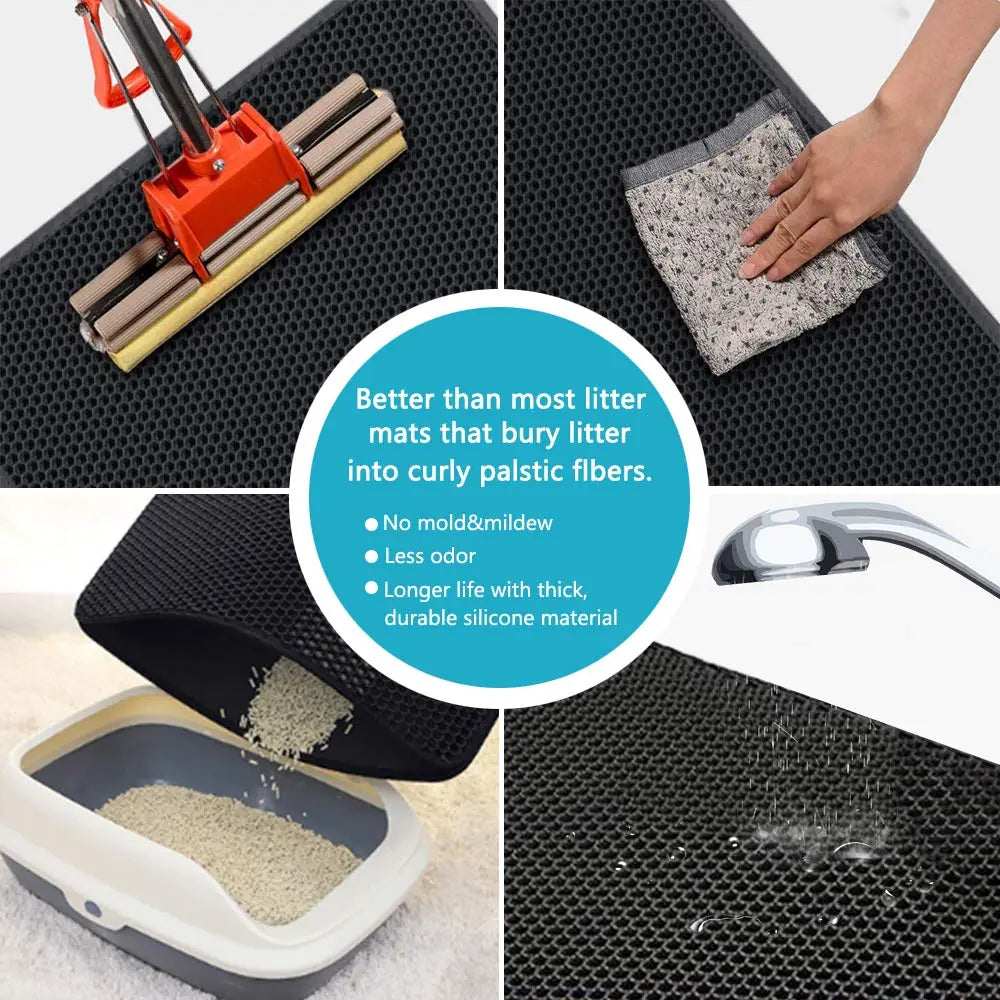Double Layer Waterproof, Non-slip, Washable Litter Box Mat